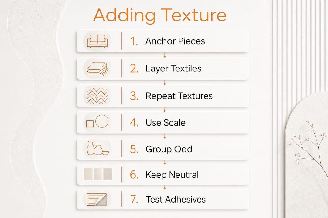 How to add texture to a rental home: a practical guide 2 Infographic illustrating step-by-step texture layering