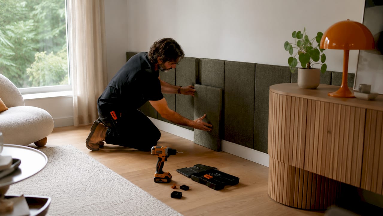 Pet felt for rental properties: your complete Australian guide 3 Installing removable pet-friendly felt wall panel in rental