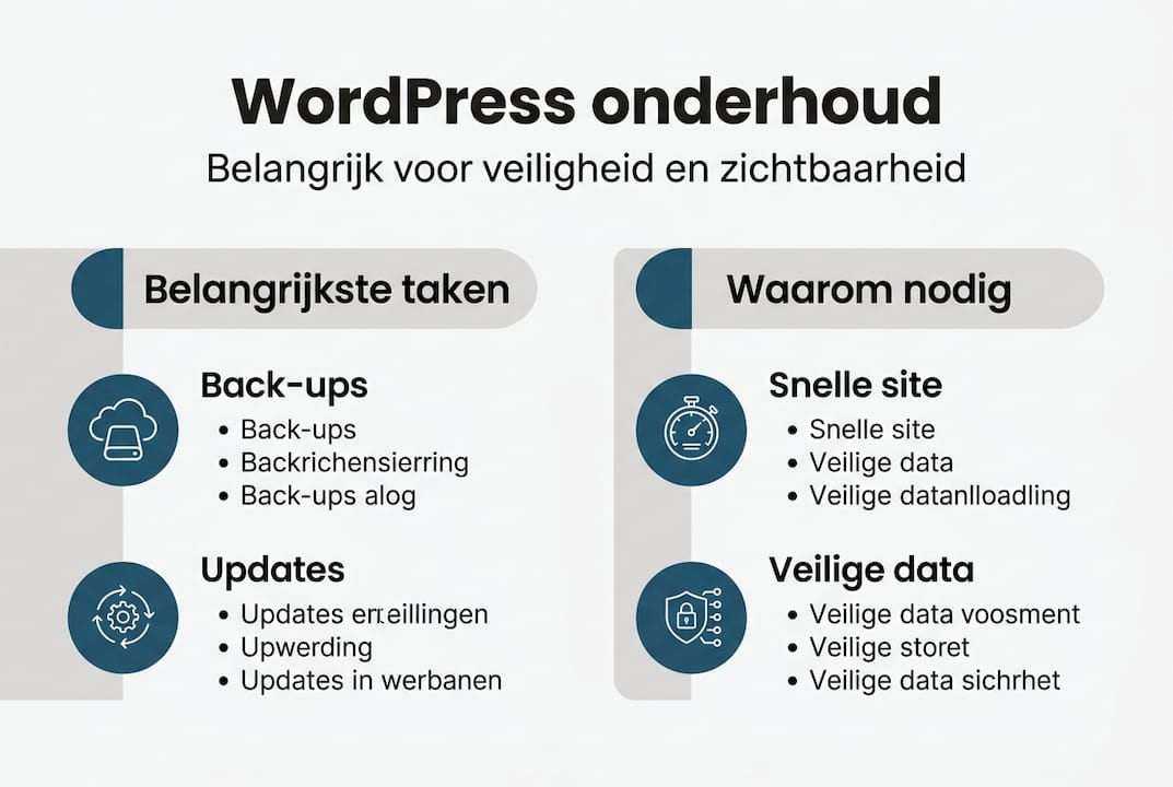 Overzichtelijke infographic met de belangrijkste aandachtspunten voor het onderhouden van je WordPress-website