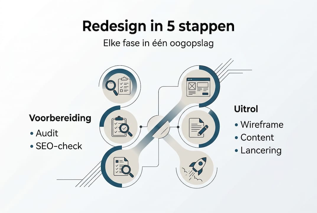 Met deze infographic krijg je in één oogopslag inzicht in de stappen voor het ontwerpen van een website.