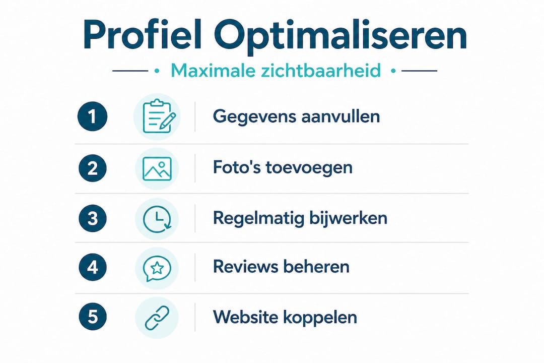 Infographic: Stappenplan voor het optimaliseren van je Google Bedrijfsprofiel