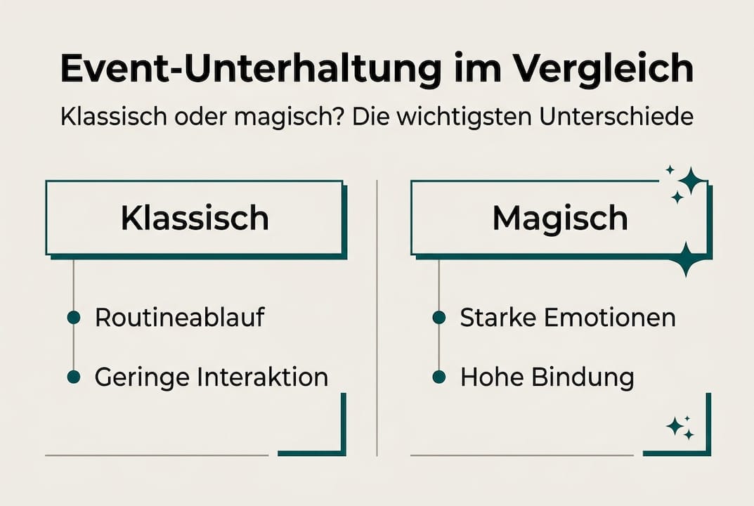 Infografik: Klassische vs. Magische Unterhaltung auf Events – ein Vergleich