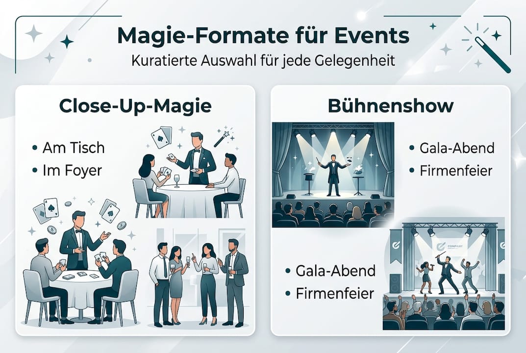 Übersicht: Verschiedene Magie-Showformate für Ihre Veranstaltung auf einen Blick
