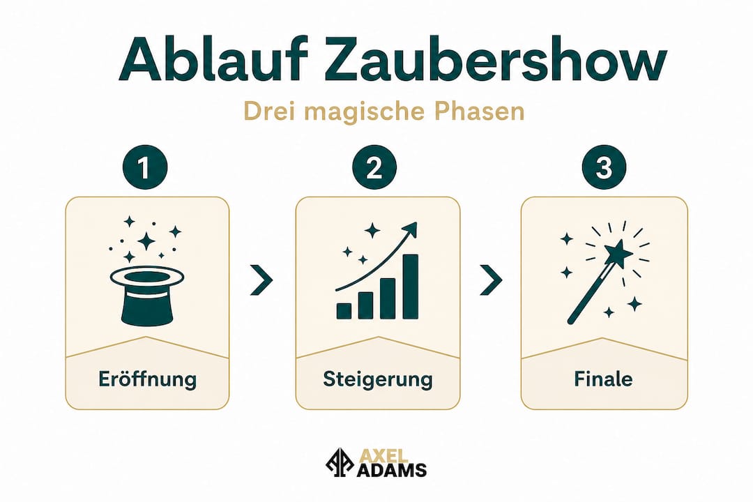 Grafik: Die drei entscheidenden Phasen einer Zaubershow auf einen Blick
