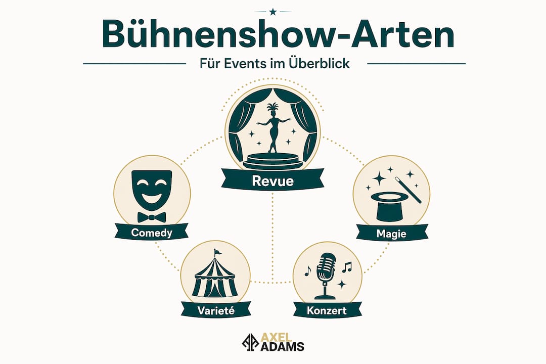 Übersichtsgrafik: Verschiedene Arten von Bühnenshows im Überblick