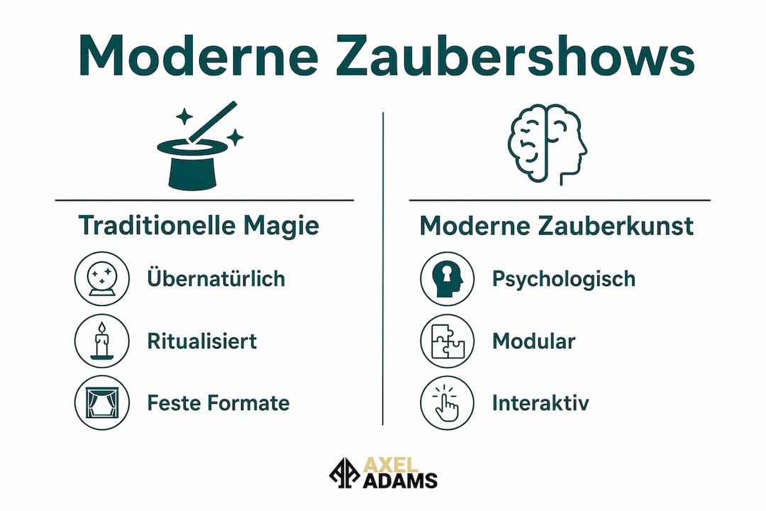 Grafische Gegenüberstellung: Moderne Zaubershows im Vergleich zu klassischen Magie-Vorstellungen