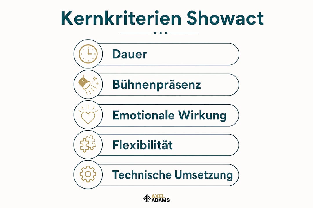 Grafik: Die fünf wichtigsten Merkmale eines erfolgreichen Showacts auf einen Blick