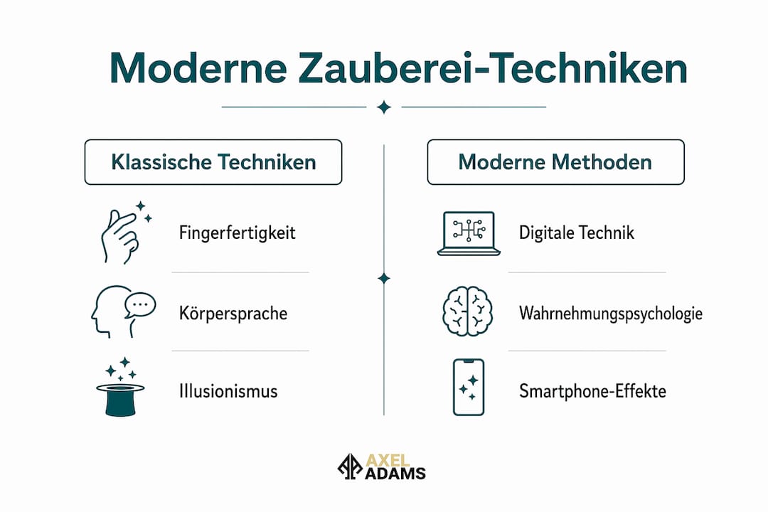 Infografik: Traditionelle vs. zeitgemäße Zauberkunst im Vergleich