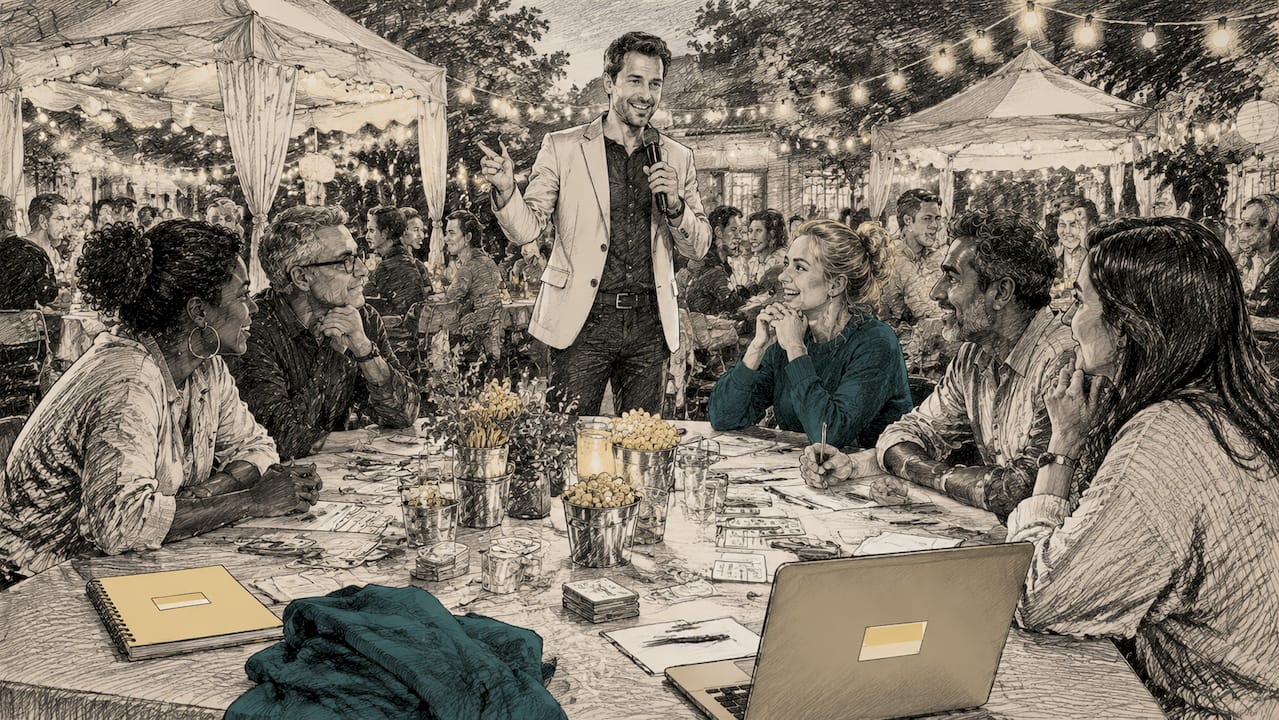 Gemeinsames Teamerlebnis bei einer unterhaltsamen Gameshow im Veranstaltungssaal
