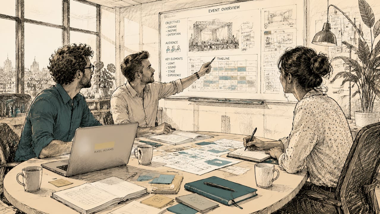 Das Team bespricht die Planung für die bevorstehende Veranstaltung.