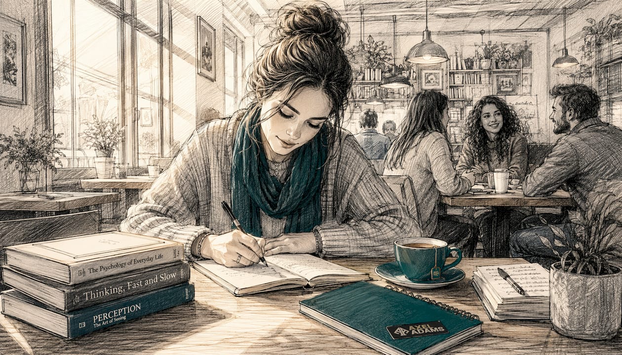 Eine Studentin der Psychologie macht sich fleißig Notizen während ihres Studiums.