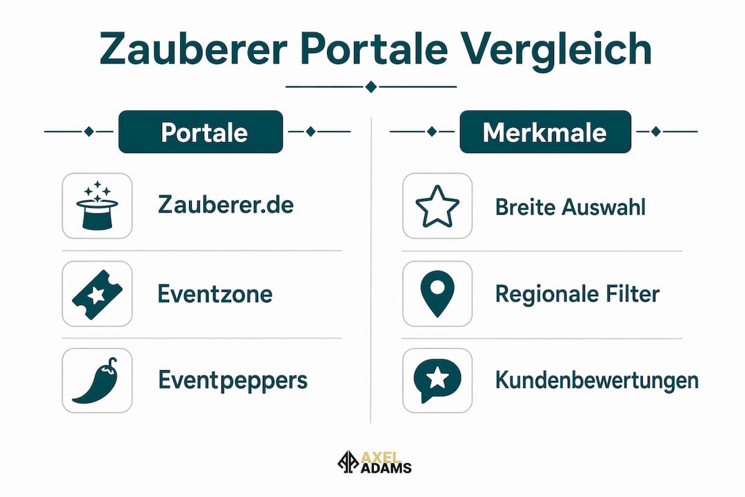 Übersichtsgrafik: Zauberer-Portale im Vergleich – die wichtigsten Eigenschaften auf einen Blick