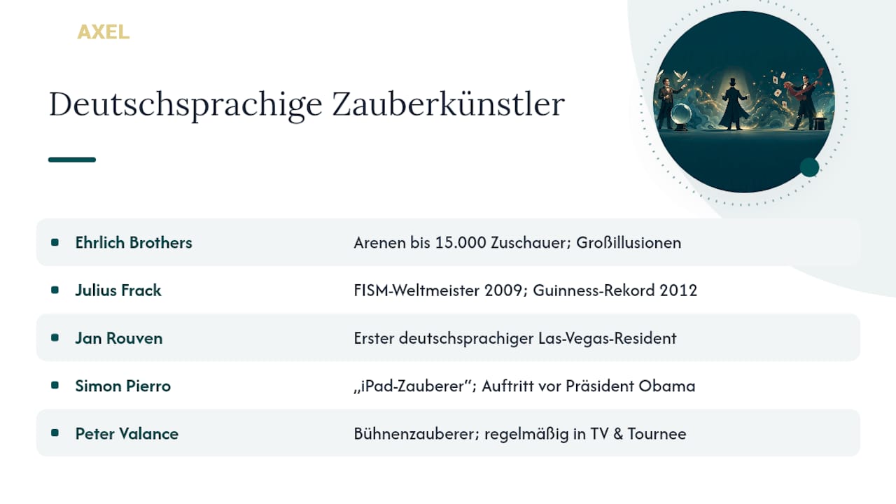 5. Deutschsprachige Zauberkünstler, die Sie kennen sollten — overview diagram