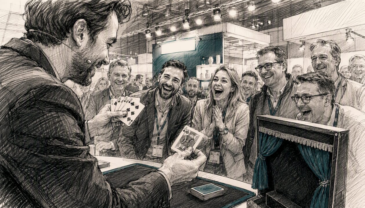 Mitreißende Live-Unterhaltung lockt zahlreiche Messebesucher an unseren Stand.