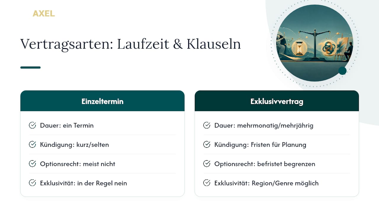 Diagramm zum Vergleich von Vertragslaufzeiten und Exklusivitätsklauseln
