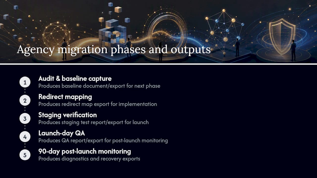 Five phases of an agency-managed migration