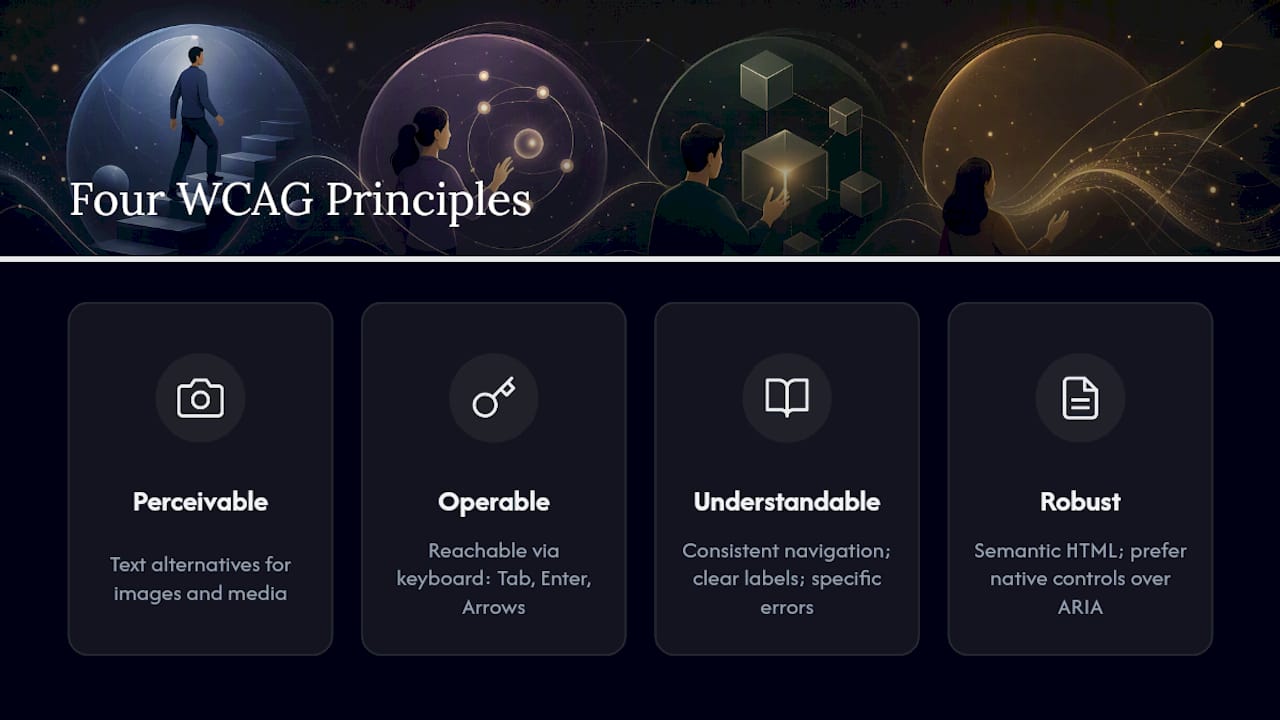 Four WCAG principles shown as icons