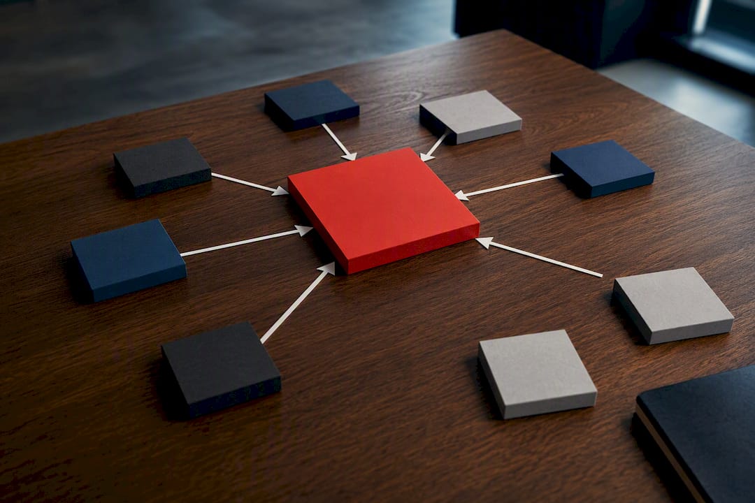 Hub connected to cluster content blocks