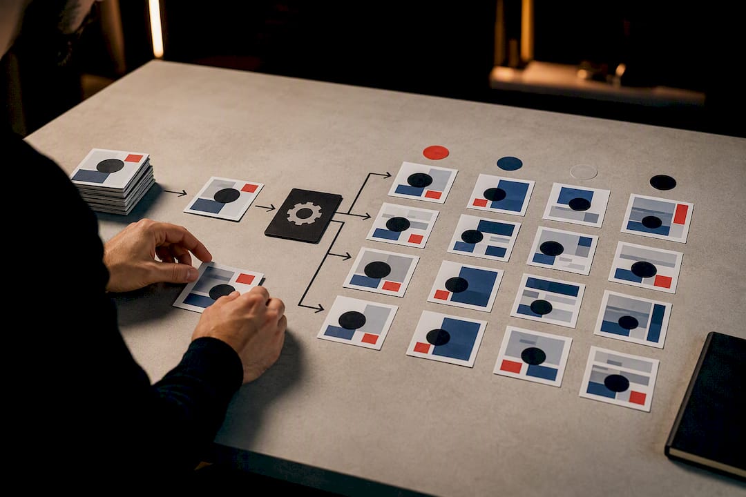Batch-produced assets branching into platform variants