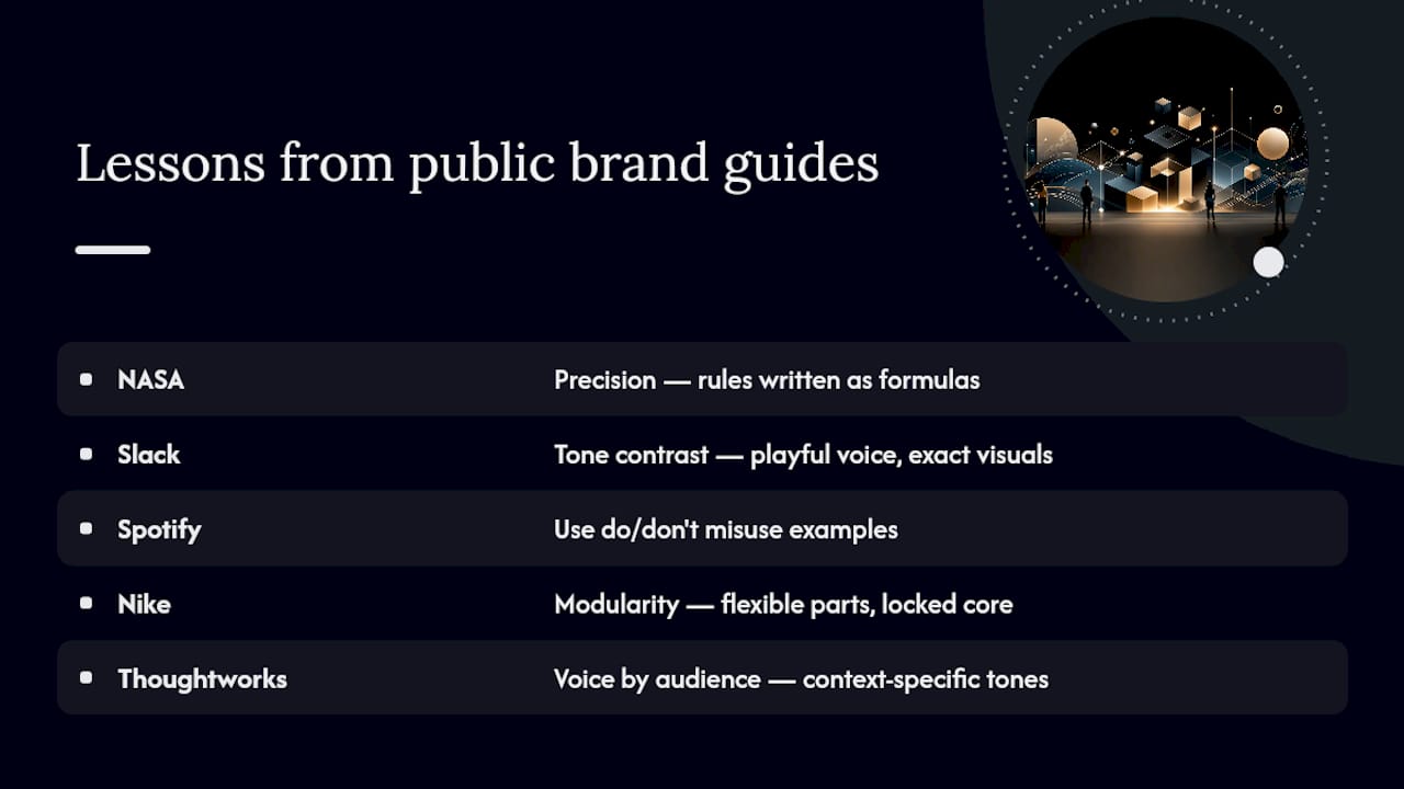 Brand Guidelines Examples Worth Studying (And What Each One Teaches) — overview diagram