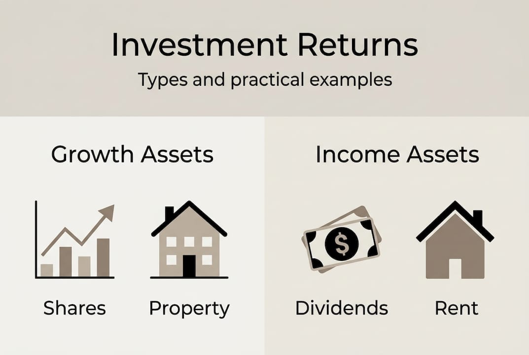 Infographic showing growth and income returns