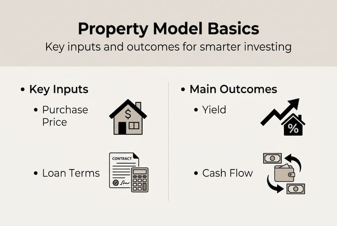 Infographic showing property model inputs and outcomes