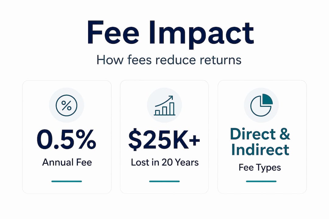 Infographic illustrating how investment fees reduce returns