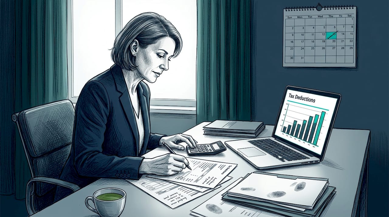 Woman working on investment tax returns