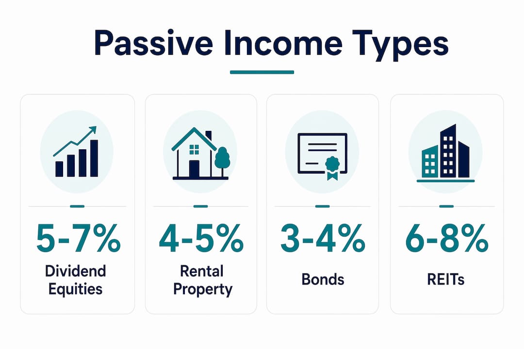 Infographic showing Australian passive income types and yields