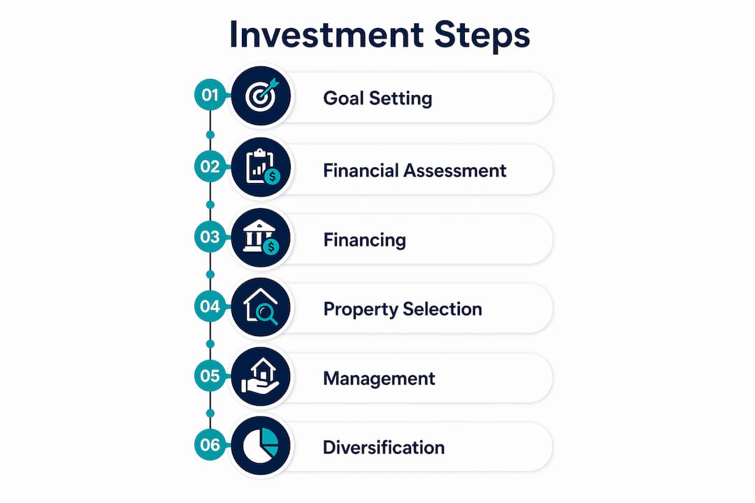 Infographic showing step-by-step property investment stages