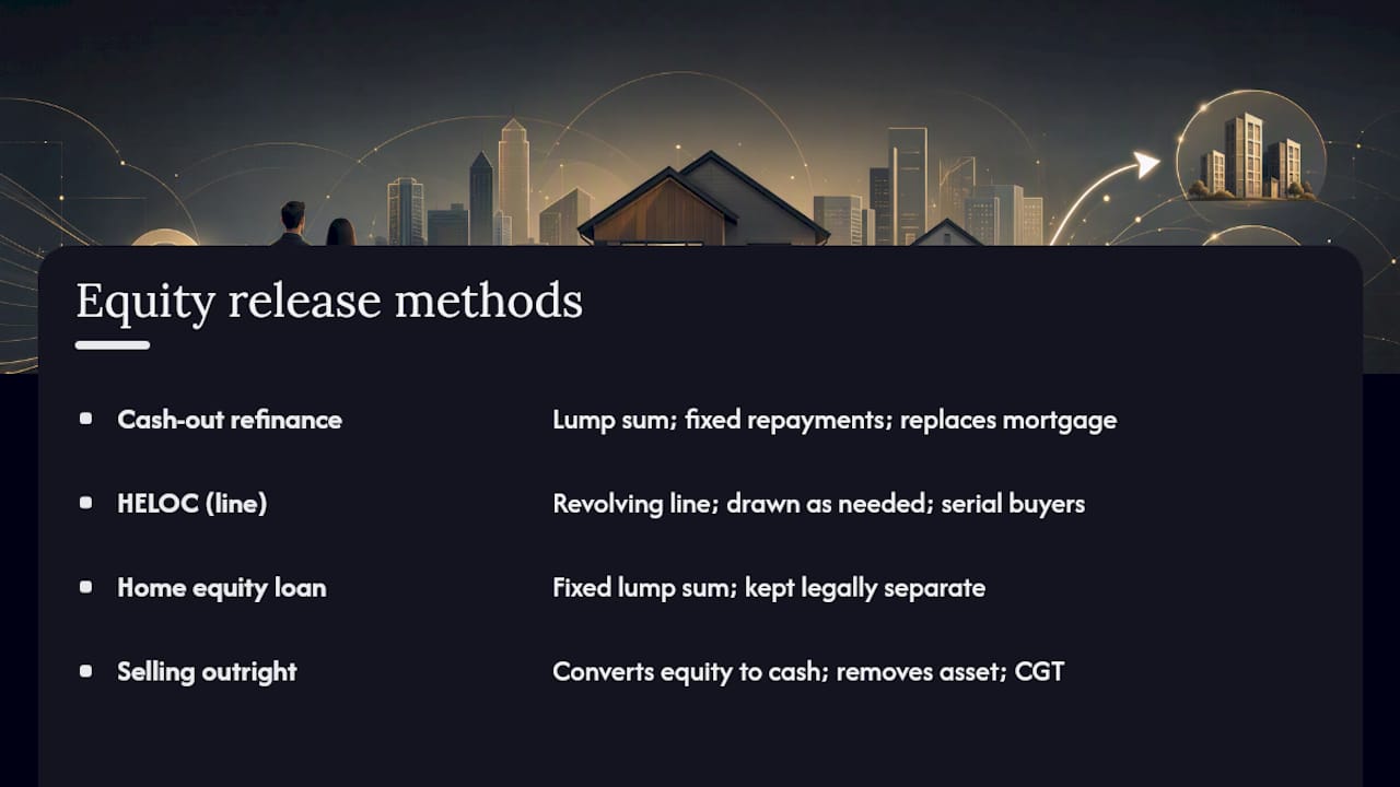 Comparison of equity release methods diagram