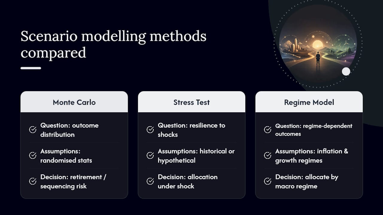 Comparison of three portfolio modelling methods