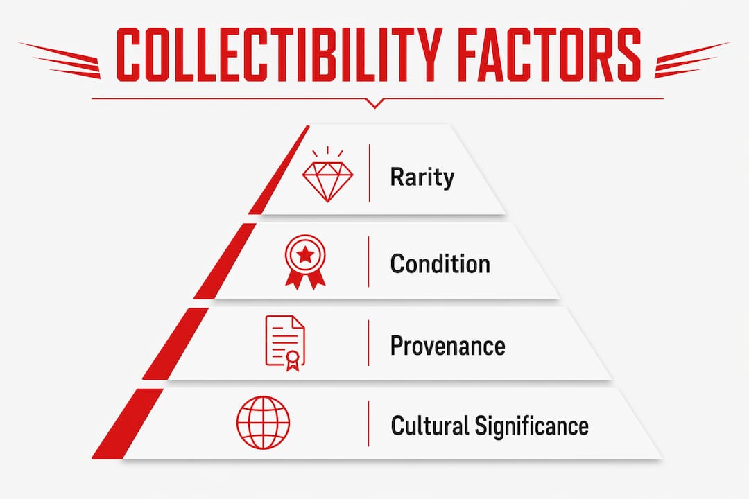 Infographic showing factors of pop culture collectibility