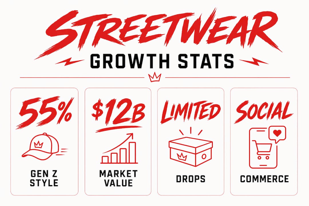 Infographic showing key streetwear growth statistics