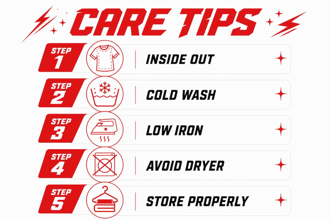 Infographic illustrating care tips for graphic tees