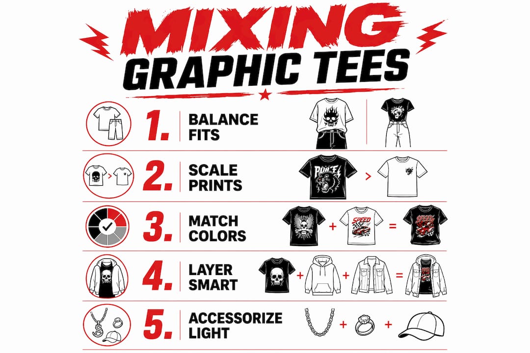 Infographic showing graphic tee styling steps