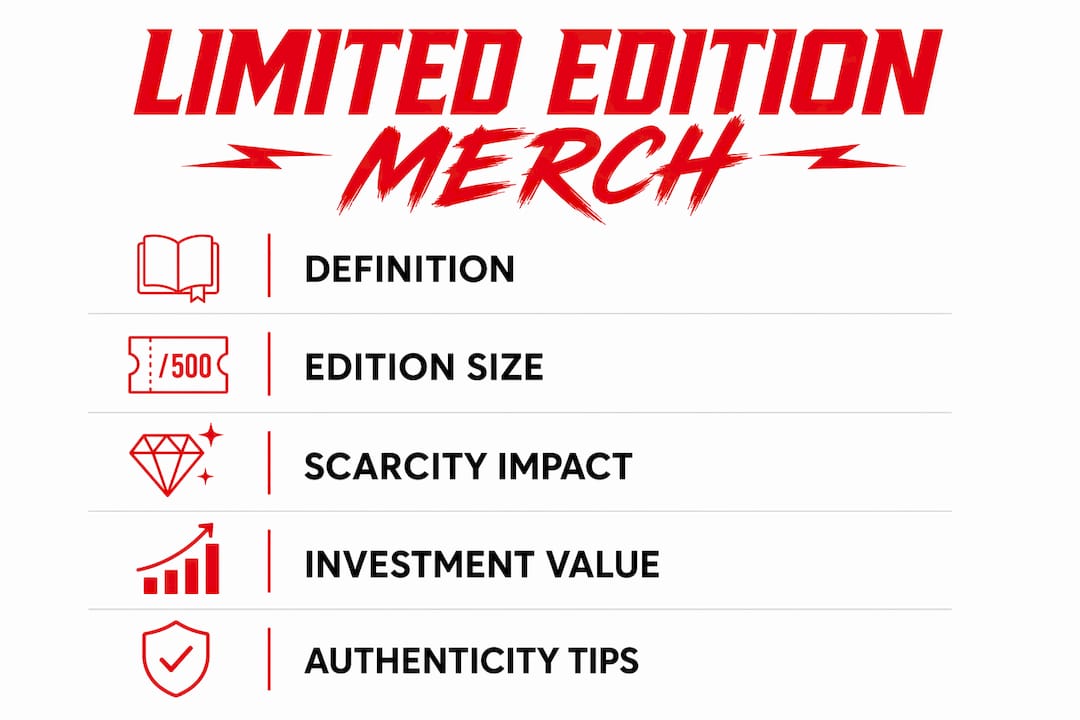 Infographic explaining limited edition merch key concepts