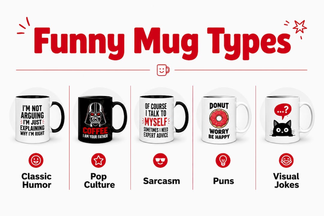 Infographic showing hierarchy of funny mug types