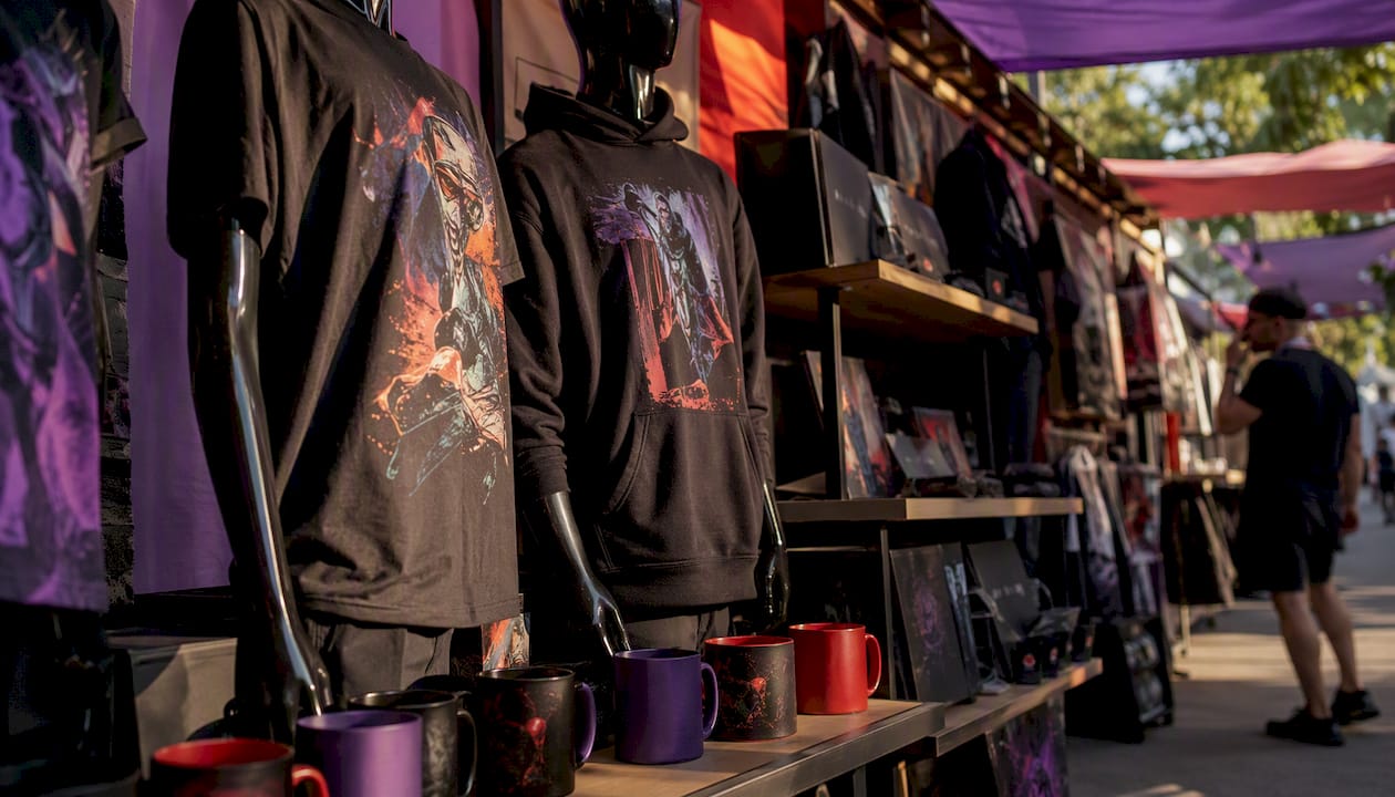Retail boutique corner with exclusive merchandise display