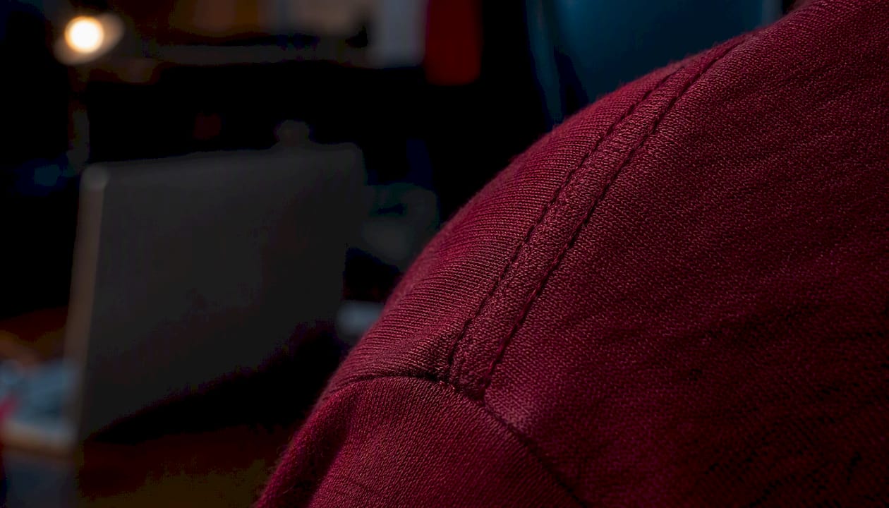 Close-up of fabric texture and stitching