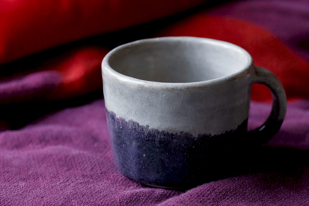 Close-up of feldspar porcelain mug surface