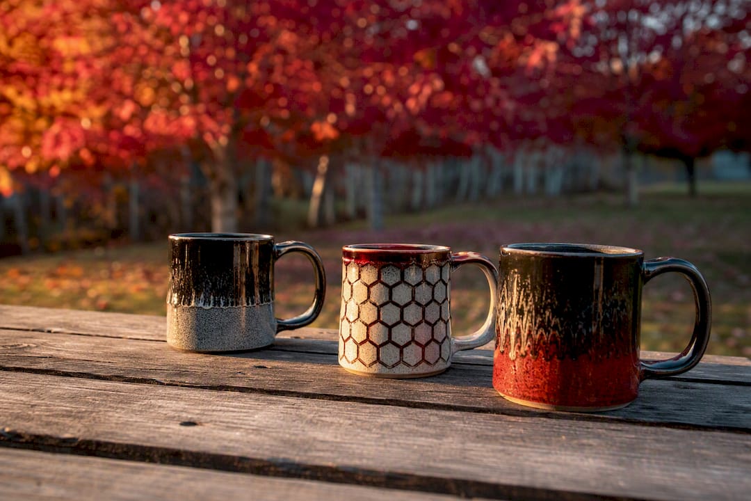 Group of durable mid-range ceramic mugs