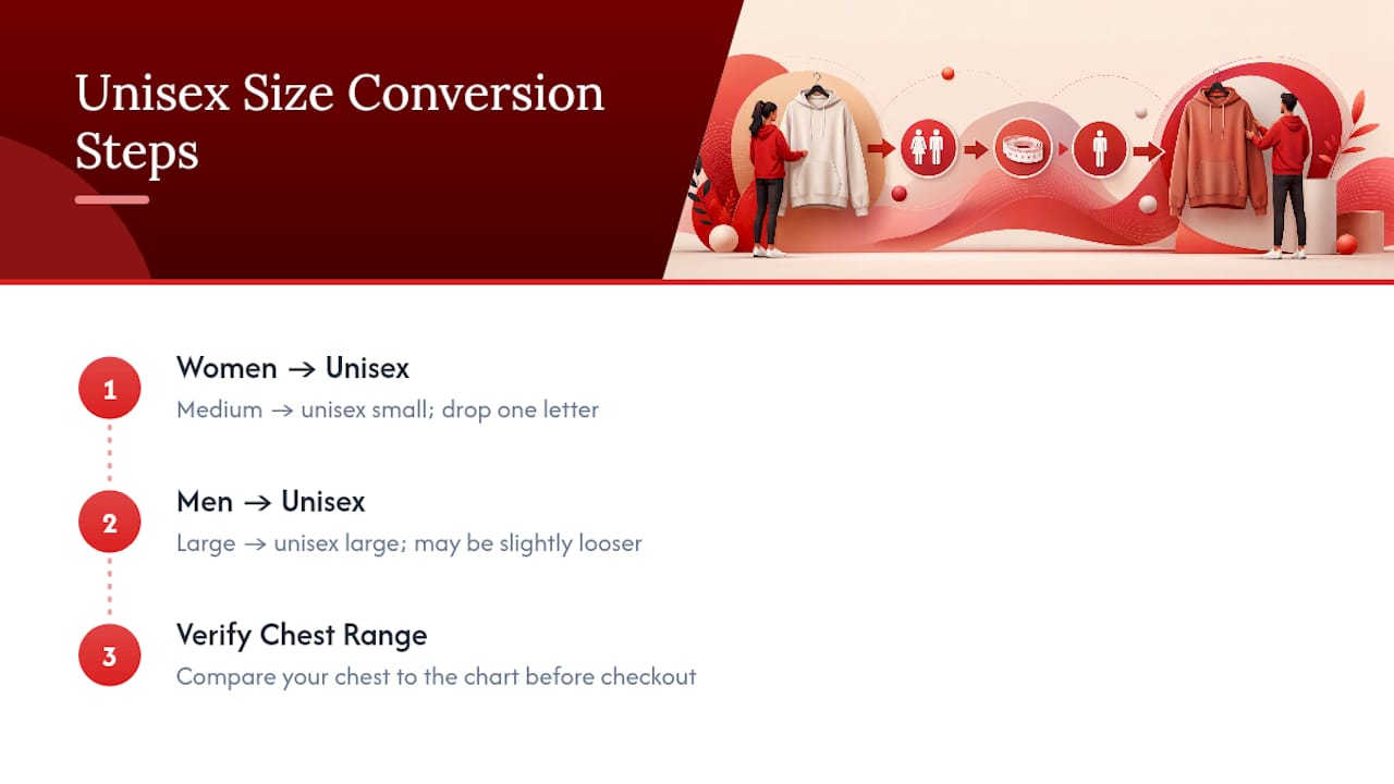 Unisex and men's size conversion pathways