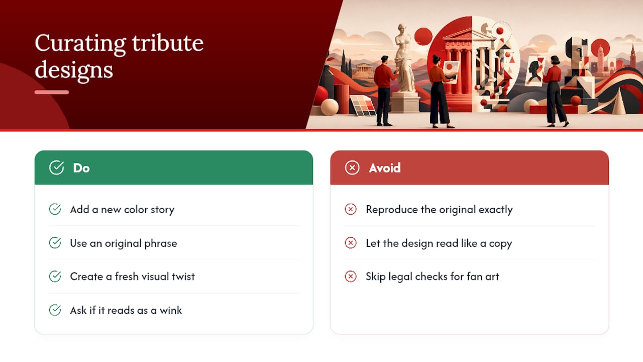 Curating Tribute Designs Without Crossing the Line — overview diagram
