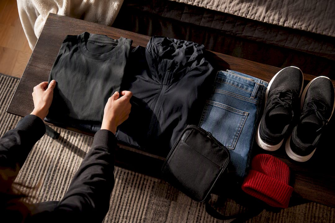 Casual convention outfit pieces arranged together