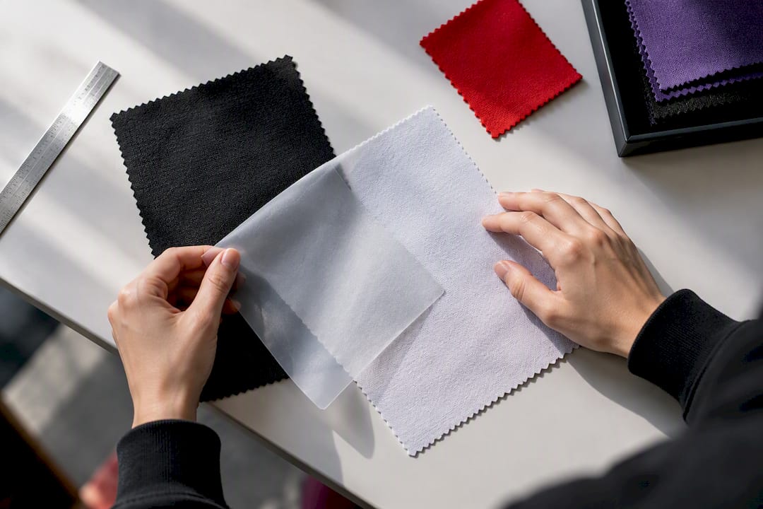 Fabric swatches beside transfer film