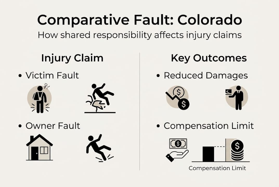Infographic explaining Colorado comparative fault rules