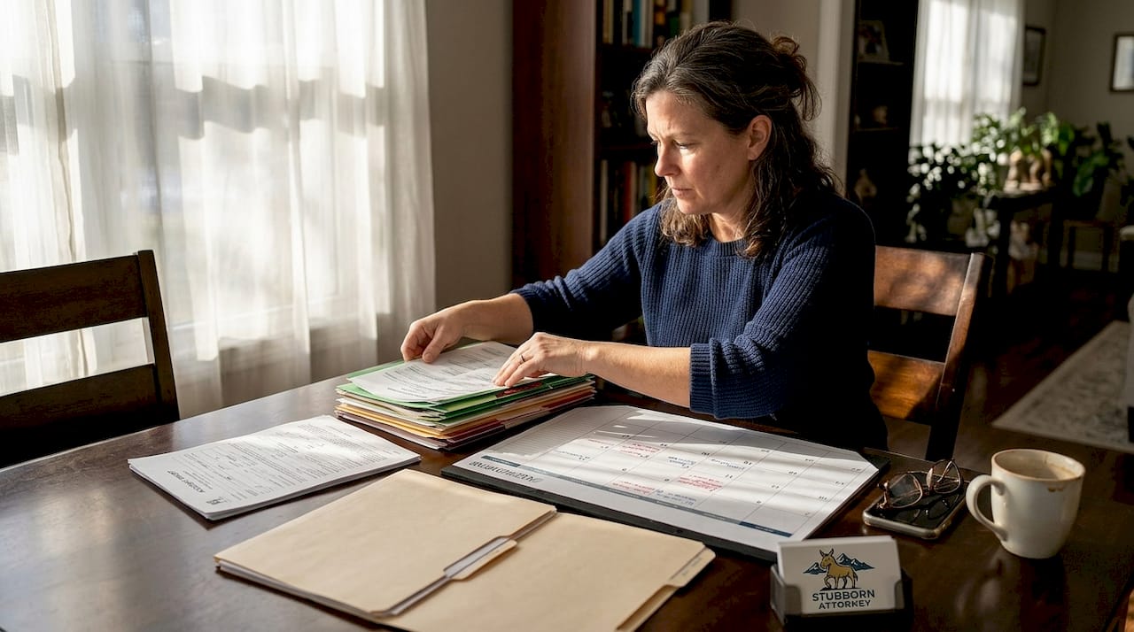 Woman preparing injury compensation paperwork