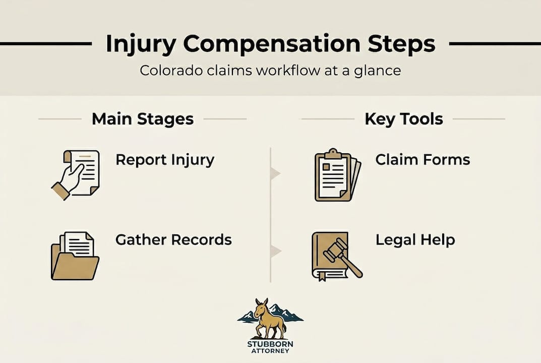 Infographic showing Colorado injury claim workflow steps