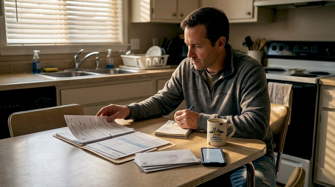 Accident victim documents injuries in home kitchen